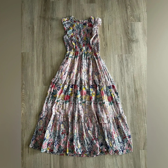 Banjanan Women’s Iris Tiered Midi Dress in Dawn Chorus - Size Medium - Picture 4 of 12